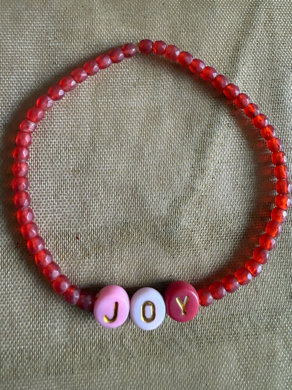 Red Beaded 'JOY' Bracelet
